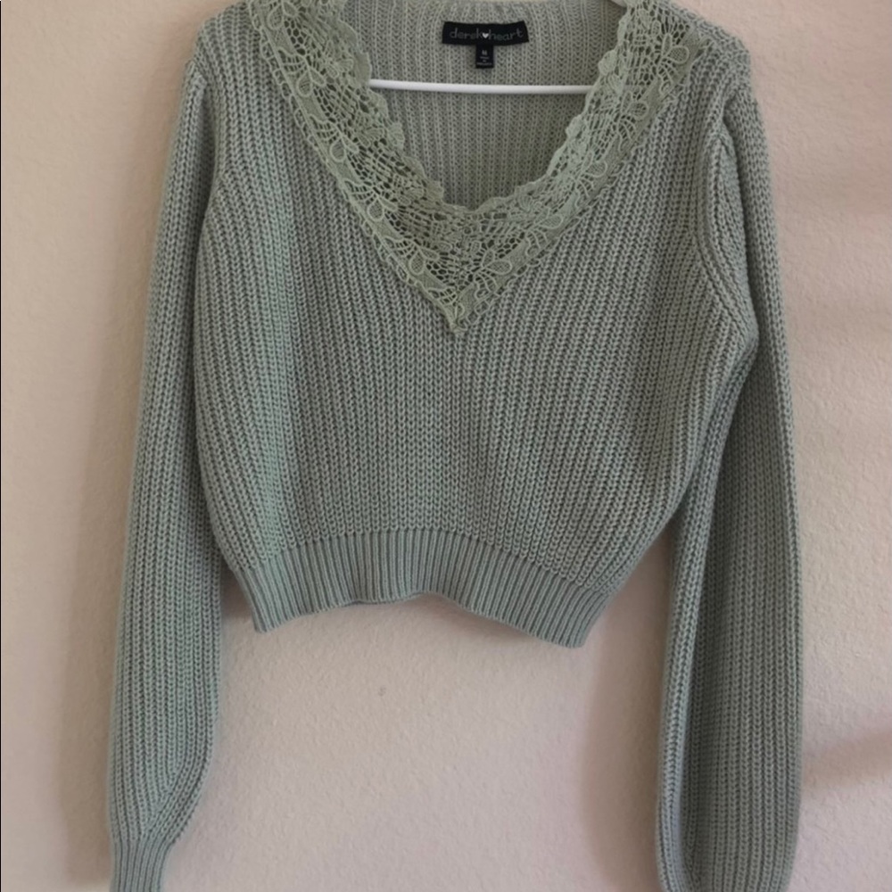 Light Green Cropped Sweater